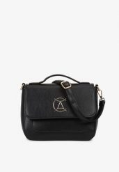Czarna Elegancka Torebka z Klapką z Metalową Klamerką Liorita. Czarne torebki klasyczne damskie Renee, na ramię, bez dodatków. Za 74.99 zł.
