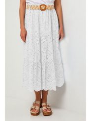 Lin Passion Lniana spódnica w kolorze białym rozmiar: 36/38. Białe spódnice damskie Lin Passion, na co dzień, bez wzorów, z koronki, klasyczne, midi. Za 219.60 zł.