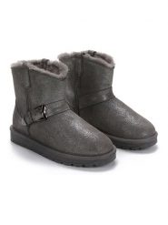 NICEBAY Skórzane botki zimowe "Wissal" w kolorze szarym rozmiar: 40. Szare botki damskie NICEBAY, na zimę, z materiału, bez obcasa, bez zapięcia. Za 258.52 zł.