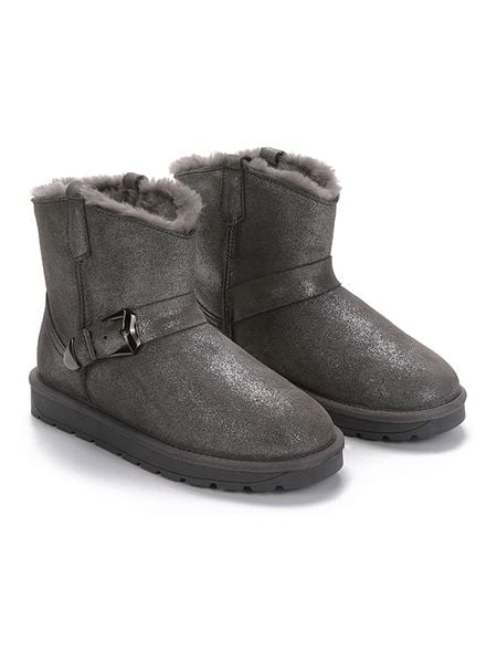 NICEBAY Skórzane botki zimowe "Wissal" w kolorze szarym rozmiar: 40. Szare botki damskie NICEBAY, na zimę, z materiału, bez obcasa, bez zapięcia. Za 258.52 zł.