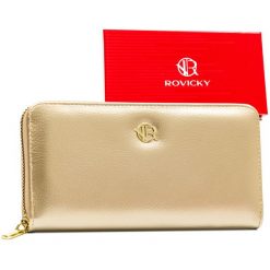 Portfel złoty Rovicky R-PRK-01-HRH. Żółte portfele damskie ROVICKY, bez wzorów, ze skóry ekologicznej. Za 45.00 zł.