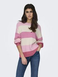 ONLY Sweter w kolorze różowo-kremowym rozmiar: S. Brązowe swetry klasyczne damskie Only, s, ze splotem, bez kołnierzyka. Za 79.03 zł.