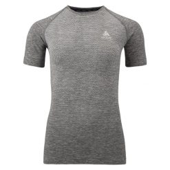 Koszulka tech. damska Odlo T-shirt crew neck s/s ESSENTIAL SEAMLESS. Szare t-shirty damskie ODLO, l, bez wzorów, bez kołnierzyka. Za 191.45 zł.