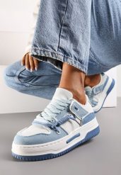 Niebieskie Sneakersy na Platformie z Ozdobnymi Sznurówkami Aqara. Niebieskie obuwie sportowe damskie Renee, bez zapięcia. Za 79.99 zł.
