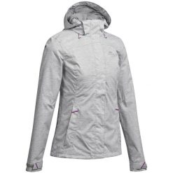 Kurtka turystyczna damska Quechua NH500 wodoodporna. Szare kurtki damskie QUECHUA, l, bez wzorów, z materiału, bez kaptura. Za 179.99 zł.