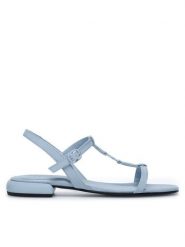 Gino Rossi Sandały CHRISTIE-24351 Błękitny. Niebieskie sandały damskie Gino Rossi, bez wzorów, z syntetyku, bez obcasa, na płaskiej podeszwie, bez zapięcia. Za 229.99 zł.