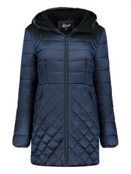 Geographical Norway Płaszcz pikowany "Alison" w kolorze granatowym rozmiar: S. Niebieskie płaszcze damskie Geographical Norway, s, z aplikacjami, bez kaptura. Za 171.28 zł.