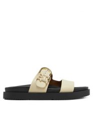 Tommy Hilfiger Klapki FW0FW08512 Écru. Klapki damskie Tommy Hilfiger, bez wzorów, ze skóry, bez obcasa, bez zapięcia. Za 379.99 zł.