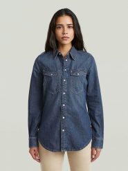 G-Star Koszula dżinsowa - Slim fit - w kolorze granatowym rozmiar: XL. Niebieskie koszule damskie G-Star, xl, bez wzorów, z bawełny, retro, bez kołnierzyka, bez ramiączek. Za 170.47 zł.