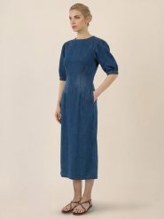 APART Sukienka dżinsowa w kolorze granatowym rozmiar: 38. Niebieskie sukienki damskie Apart, bez wzorów, bez ramiączek. Za 314.95 zł.