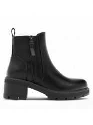 Clara Barson Botki BRIGITTE HL23202 Czarny. Czarne botki damskie Clara Barson, z syntetyku, bez obcasa, na słupku, bez zapięcia. Za 159.99 zł.