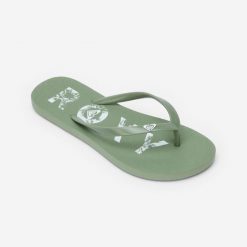 Japonki damskie Roxy To The Sea. Zielone klapki damskie Roxy, bez wzorów, z kauczuku, bez obcasa, bez zapięcia. Za 89.99 zł.