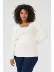 KAFFE curve Koszulka w kolorze białym rozmiar: L. Białe bluzki damskie KAFFE curve, l, bez wzorów, z koronki, bez kołnierzyka, bez ramiączek. Za 104.99 zł.