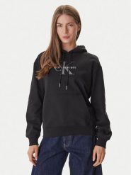 Calvin Klein Bluza LV047E221G Czarny Regular Fit. Czarne bluzy damskie Calvin Klein, m, bez wzorów, z bawełny, bez kaptura. Za 409.99 zł.