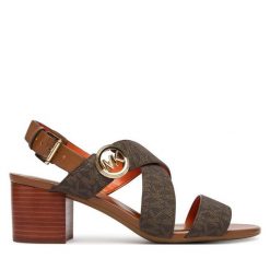Sandały MICHAEL Michael Kors. Brązowe kozaki damskie MICHAEL Michael Kors, bez obcasa, na słupku, bez zapięcia. Za 739.99 zł.