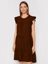 Rinascimento Sukienka letnia CFC0103416003 Brązowy Regular Fit. Brązowe sukienki damskie Rinascimento, bez wzorów, z wiskozy, bez ramiączek. Za 209.99 zł.