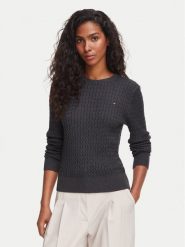 Tommy Hilfiger Sweter WW0WW44993 Szary ciemny Regular Fit. Szare swetry klasyczne damskie Tommy Hilfiger, xl, z bawełny, bez kołnierzyka. Za 529.99 zł.