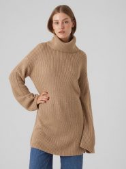 Vero Moda Golf "Sayla" w kolorze beżowym rozmiar: L. Brązowe golfy damskie Vero Moda, l, bez wzorów, bez ramiączek. Za 70.24 zł.