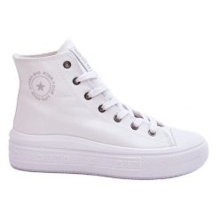 Damskie Wysokie Trampki Materiałowe Big Star LL274A183 Białe. Białe trampki damskie bez wzorów, z materiału, bez zapięcia. Za 246.96 zł.