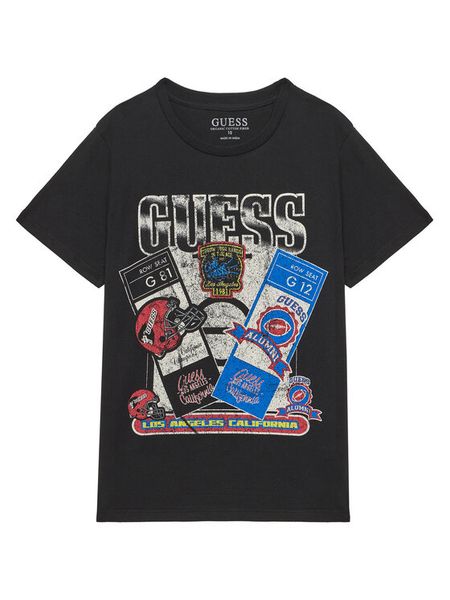 Guess T-Shirt L5YI10 K8HM4 Czarny Regular Fit. Czarne t-shirty i koszulki chłopięce Guess, z aplikacjami, z bawełny, bez kołnierzyka, bez ramiączek. Za 79.99 zł.