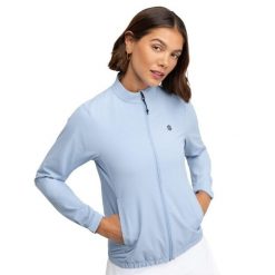 Damska golfowa kurtka przeciwdeszczowa Siroko Shinn Blue. Niebieskie kurtki damskie SIROKO, l, bez wzorów, z materiału, bez kaptura. Za 296.00 zł.