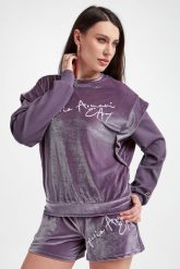 Bluza damska welurowa EA7 EMPORIO ARMANI. Bluzy damskie EA7 Emporio Armani, xs, bez wzorów, z weluru, bez kaptura. W wyprzedaży za 376.42 zł.