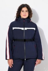 Damskie Kurtka sportowa wodoodporna dwukierunkowy zamek błyskawiczny. Niebieskie kurtki sportowe damskie Ulla Popken, plus size, bez wzorów, z elastanu, z kapturem. Za 849.99 zł.