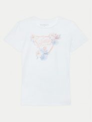 Guess T-Shirt J5RI22 K6YW4 Biały Regular Fit. Białe koszulki i t-shirty dziewczęce Guess, z aplikacjami, z bawełny, bez kołnierzyka, bez ramiączek. Za 69.99 zł.