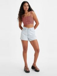 Levi´s Szorty dżinsowe w kolorze błękitnym rozmiar: W24. Niebieskie szorty damskie z aplikacjami, z bawełny, z podwyższonym stanem. Za 147.91 zł.