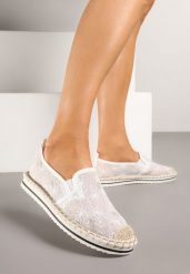 Białe Espadryle z Ozdobną Plecionką Eranoria. Białe espadryle damskie Renee, bez wzorów, bez obcasa, na płaskiej podeszwie. Za 54.99 zł.