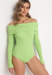 Jasnozielone Wiskozowe Body z Prążkowanej Dzianiny Hiszpanka Boerese. Zielone body i gorsety Born2be, bez wzorów, z dzianiny, bez ramiączek. Za 44.99 zł.