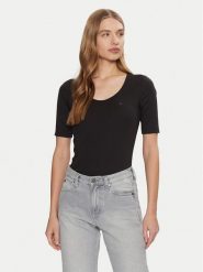 Calvin Klein T-Shirt K20K208050 Czarny Slim Fit. Czarne t-shirty damskie Calvin Klein, m, bez wzorów, z bawełny, bez kołnierzyka. Za 159.99 zł.