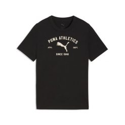 Młodzieżowa koszulka PUMA Class z grafiką PUMA. Czarna koszulki damskie Puma, m, bez wzorów, bez kołnierzyka, bez ramiączek. Za 89.00 zł.