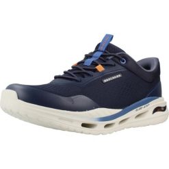 Buty SKECHERS ARCH FIT ORVAN HUNTER Niebieski. Niebieskie obuwie trekkingowe damskie Skechers, z materiału, bez zapięcia. Za 337.99 zł.