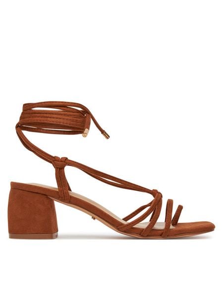 DeeZee Sandały 5661-1 Brązowy. Brązowe sandały damskie DeeZee, bez wzorów, z materiału, bez obcasa, na słupku, bez zapięcia. Za 129.99 zł.