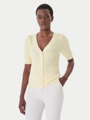 Morgan Kardigan 261-MYRTILE Żółty Slim Fit. Żółte kardigany damskie Morgan, xl, bez wzorów, z bawełny. Za 229.99 zł.