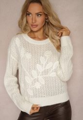 Jasnobeżowy Sweter Ozdobiony Kwiecistymi Aplikacjami z Domieszką Wełny Saiera. Brązowe swetry klasyczne damskie Renee, m, z wełny, bez kołnierzyka. Za 139.99 zł.