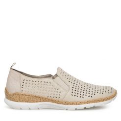 Półbuty Rieker. Brązowe półbuty damskie Rieker, bez wzorów, bez obcasa, na płaskiej podeszwie, bez zapięcia. Za 329.99 zł.