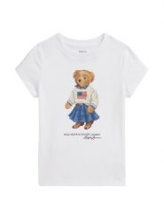 Polo Ralph Lauren T-Shirt 312A98403001 Biały Regular Fit. Białe koszulki i t-shirty dziewczęce Polo Ralph Lauren, bez wzorów, z bawełny, bez kołnierzyka, bez ramiączek. Za 249.99 zł.