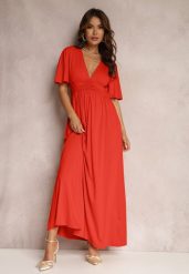 Czerwona Sukienka Delsarte. Czerwone sukienki damskie Renee, bez wzorów, eleganckie, bez ramiączek. W wyprzedaży za 159.99 zł.