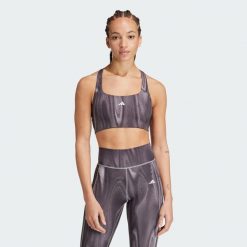 Biustonosz Powerimpact Training Medium-Support 3-Stripes. Fioletowe biustonosze sportowe damskie Adidas, bez wzorów, z materiału. Za 229.00 zł.