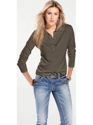 Heine Sweter w kolorze khaki rozmiar: 36. Brązowe swetry klasyczne damskie Heine, z bawełny, bez kołnierzyka. Za 72.95 zł.