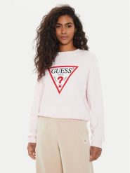 Guess Bluza W2YQ16 KBA11 Różowy Regular Fit. Czerwone bluzy damskie Guess, xs, z aplikacjami, z bawełny, bez kaptura. Za 169.99 zł.