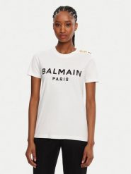 Balmain T-Shirt BF1EF005BB02 Biały Regular Fit. Białe t-shirty damskie Balmain, xs, bez wzorów, z bawełny, bez kołnierzyka. Za 1,659.00 zł.
