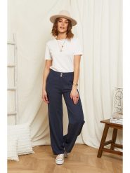 Rodier Lin Lniane spodnie w kolorze granatowym rozmiar: XL/XXL. Niebieskie spodnie materiałowe damskie Rodier Lin, bez wzorów, ze lnu. Za 140.53 zł.