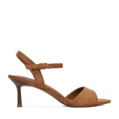 Sandały JENNY. Brązowe sandały damskie Jenny, bez wzorów, bez obcasa, na szpilce, bez zapięcia. Za 129.99 zł.