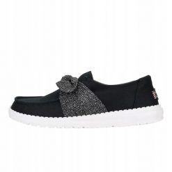 HeyDude Damskie Mokasyny Wendy Bow Essentials. Czarne mokasyny damskie Hey dude, z materiału, bez obcasa. Za 219.00 zł.