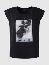 Pepe Jeans Koszulka w kolorze czarnym rozmiar: XS. Czarne koszulki damskie Pepe Jeans, xs, bez wzorów, z bawełny, bez kołnierzyka, bez ramiączek. Za 52.67 zł.