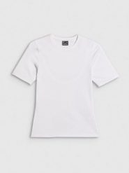 4F T-shirt slim gładki damski - biały S. Białe t-shirty damskie 4F, s, bez wzorów, z materiału, bez kołnierzyka. Za 59.99 zł.