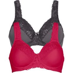 Biustonosz "minimizer" (2 szt.) bonprix czerwień granatu + antracytowy. Czerwone biustonosze bonprix. Za 75.98 zł.